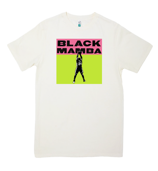 Black Mamba Collection White Tee, pink / green